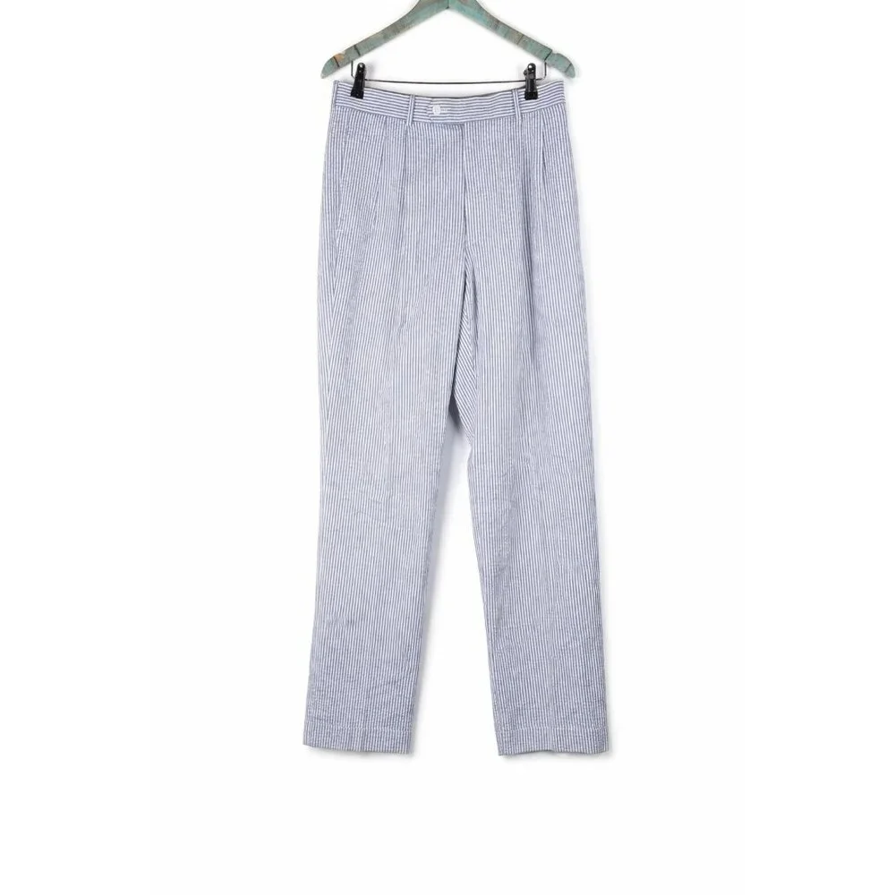 Haspel Astor Mens 100% Cotton Seersucker White & Blue Dress Pants Sz 32x30 - Picture 2 of 7